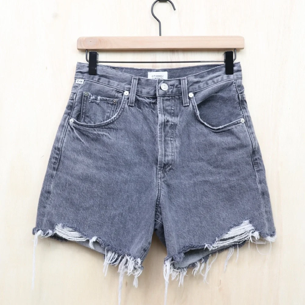 Citizens of Humanity Elle Cut-Off Denim Shorts‎ Charcoal Black 25